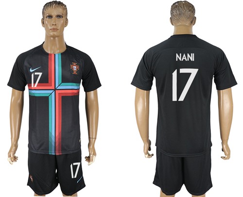 Portugal #17 Nani Black Training Soccer Country Jersey